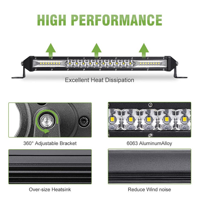 NORTHYUN شريط إضاءة LED نحيف NORTHYUN بطول 10 بوصات، إضاءة عمل خارج الطريق، مجموعة من بقعة الفيض للقيادة والقوارب لسيارات SUV وUTV وATV والشاحنات 2 قطعة - Image 2